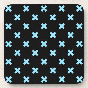 Posavasos Pisos cruzados azules sobre negro