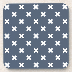 Posavasos Pisos cruzados blancos sobre gris-azul