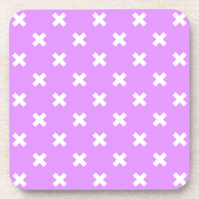 Posavasos Pisos de cruz blanca sobre lilac (Frente)