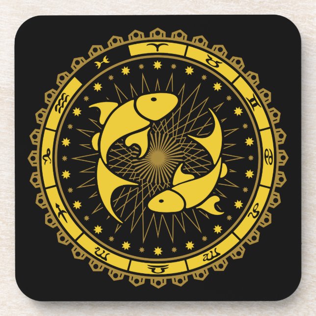 Posavasos Pisos - Rótulo Zodiaco - Símbolo - Horóscopo (Frente)