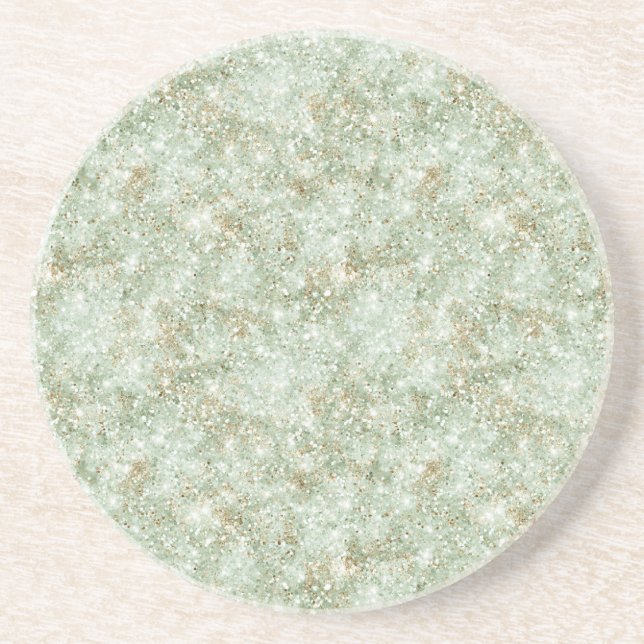 Posavasos Pistachio Green Glitzy Faux Glitter (Frente)