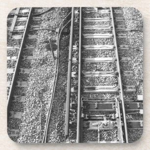 Posavasos Pistas de ferrocarril, cuadro blanco y negro