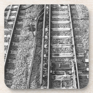Posavasos Pistas de ferrocarril, cuadro blanco y negro