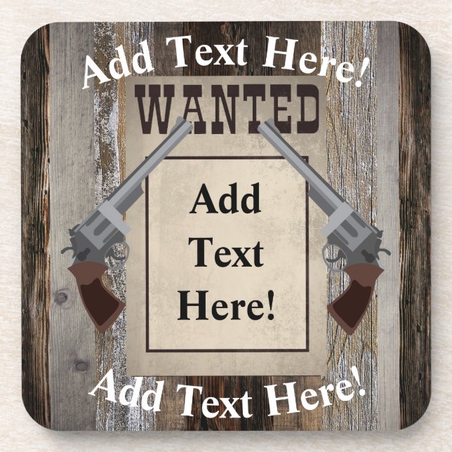 Posavasos Pistolas Duelas La Madera Rústica Rótulo Más Busca (Frente)