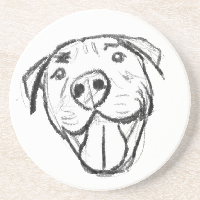 Posavasos pitbull dibujar simples amantes del perro blanco n (Frente)