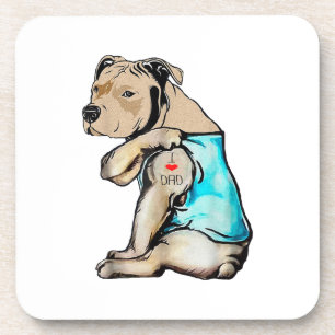Posavasos Pitbull Perro Me encanta Papá Tatuaje Divertida Fa