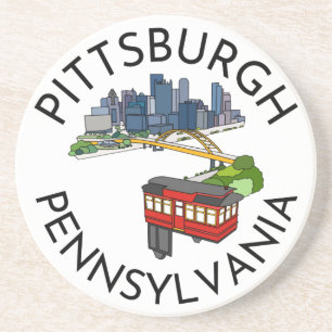 Posavasos Pittsburgh Steel City Skyline Incline Pennsylvania