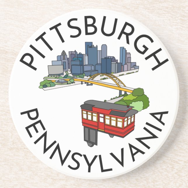 Posavasos Pittsburgh Steel City Skyline Incline Pennsylvania (Frente)