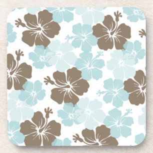 Posavasos PixDezines hibisco azul/fondo de bricolaje