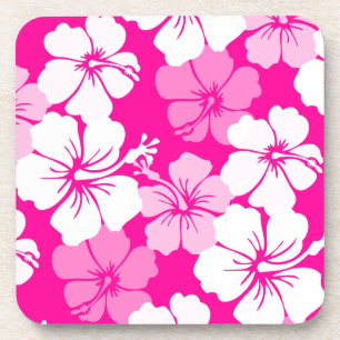 Posavasos PixDezines hibisco blanco/fondo de bricolaje