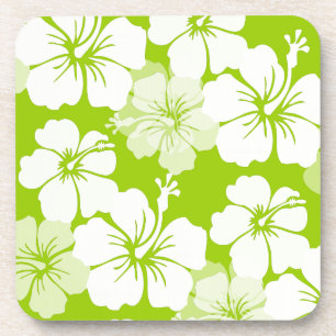 Posavasos PixDezines hibisco blanco/fondo de bricolaje