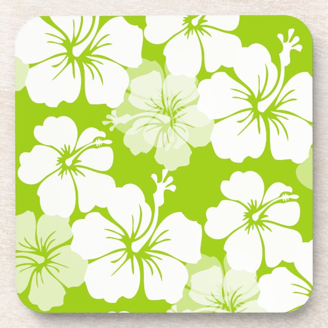 Posavasos PixDezines hibisco blanco/fondo de bricolaje (Frente)