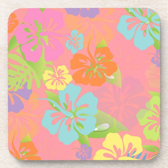 Posavasos PixDezines hibisco/fondo de bricolaje (Frente)