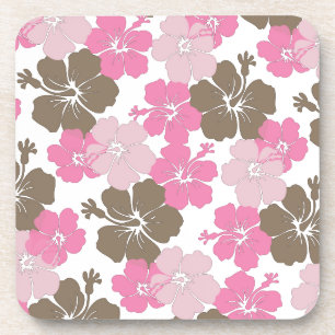 Posavasos PixDezines hibisco rosa/fondo de bricolaje