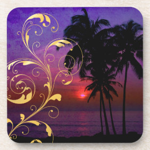 Posavasos PixDezines hula puesta de sol+remolinos de filigra
