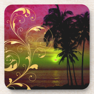 Posavasos PixDezines hula puesta de sol+remolinos de filigra