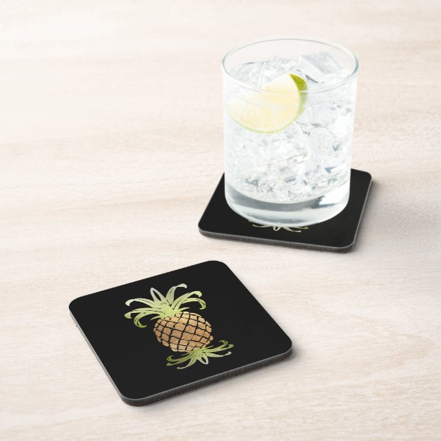 Posavasos PixDezines Piña Falsa de Oro/fondo DIY (Lado Derecho)
