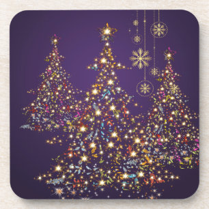 Posavasos PixDezines Whimpsy Christmas Tree+snowflakes