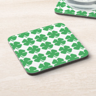 Posavasos Pixel Lucky Four Leaf Clover de 8 bits