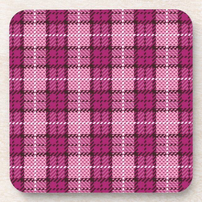 Posavasos Pixel Plaid_Magenta-Black (Frente)