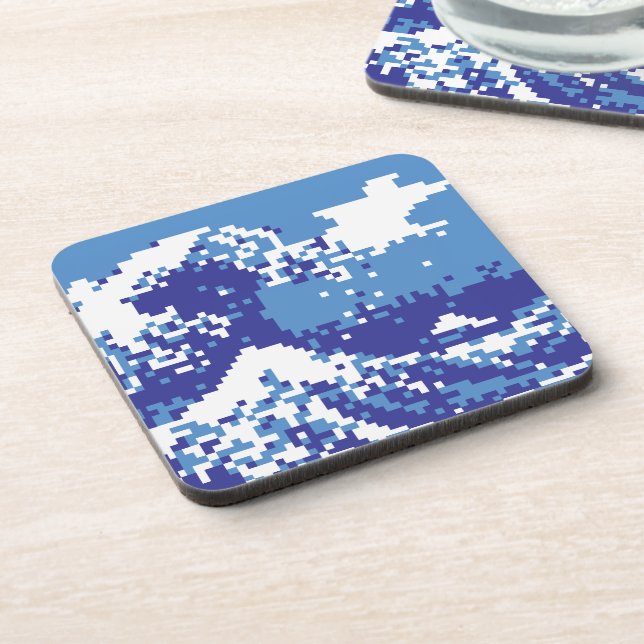 Posavasos Pixel Tsunami Blue 8 bit Pixel Art (Lado Izquierdo)