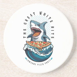 Posavasos Pizza de Comer Tiburón | El gran jawsome blanco