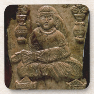 Posavasos Placa de Abbasid, Iraq o Irán, siglo XII (marfil)