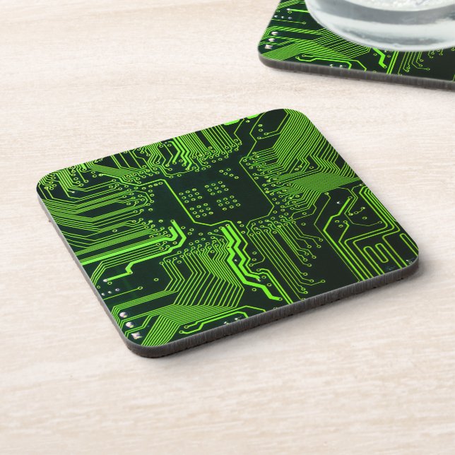Posavasos Placa de circuito electrónico verde del nerd de sa (Lado Izquierdo)