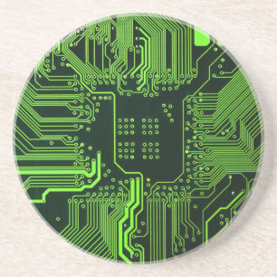 Posavasos Placa de circuito electrónico verde del nerd de sa
