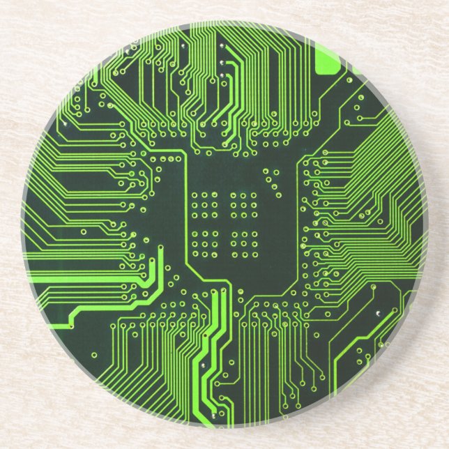 Posavasos Placa de circuito electrónico verde del nerd de sa (Frente)