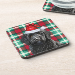 Posavasos Placa de feriado de Labradoodle Negro con temática