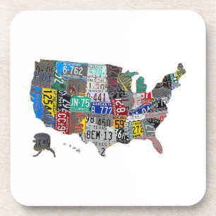 Posavasos Placa de licencia de bandera de mapa de Estados Un