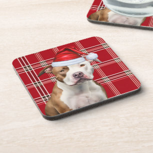 Posavasos Placa de vacaciones rojas de perro Staffordshire c