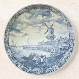 Posavasos Placa holandesa del molino de viento Blue Delft