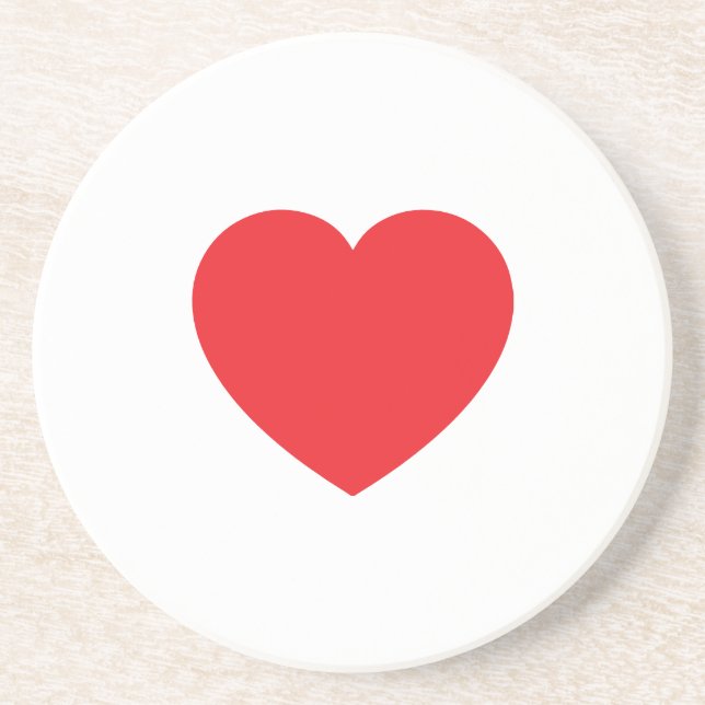 Posavasos Plain Modern White Red Love Heart Graphic (Frente)