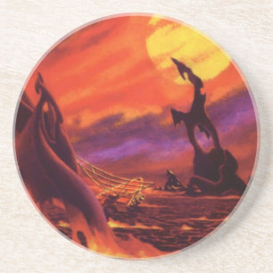 Posavasos Planeta Volcánico de Ciencia Ficción Vintage con L