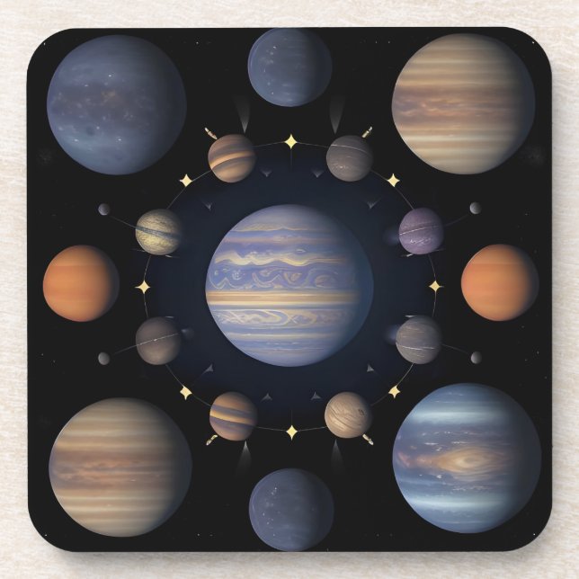 Posavasos Planetas del Sistema Solar Diseño de Órbita Espaci (Frente)