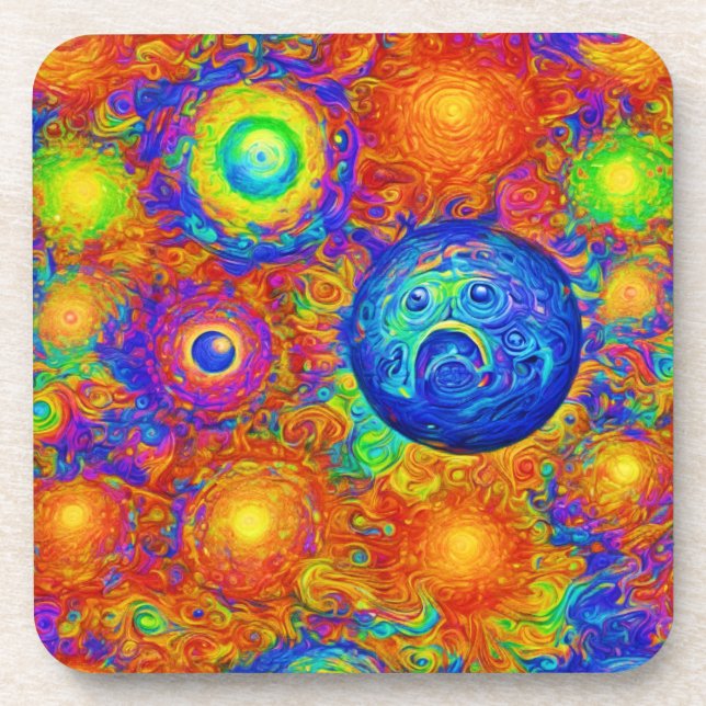 Posavasos Planetas tristes y coloridos (Frente)