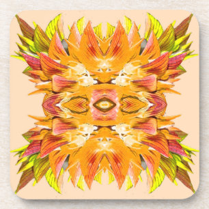Posavasos PLANTA naranja - Arte fractal digital -