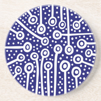 Posavasos Plantas abstractas - Blanco en la marina profunda