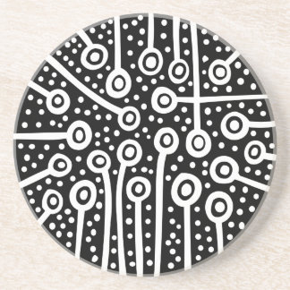 Posavasos Plantas abstractas - Blanco sobre negro