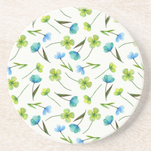 Posavasos Plantas acuarelas: Patrón floral sin foco.
