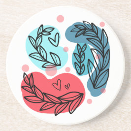 Posavasos Plantas Resumen Rojo Y Azul