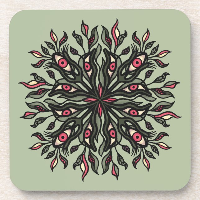Posavasos Plantas y ojos de trippy - Botánica psicodélica (Frente)