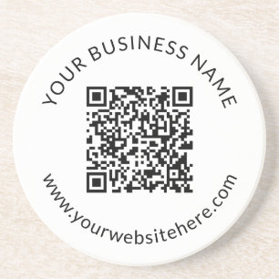 Posavasos Plantilla de código QR cargada con texto editable