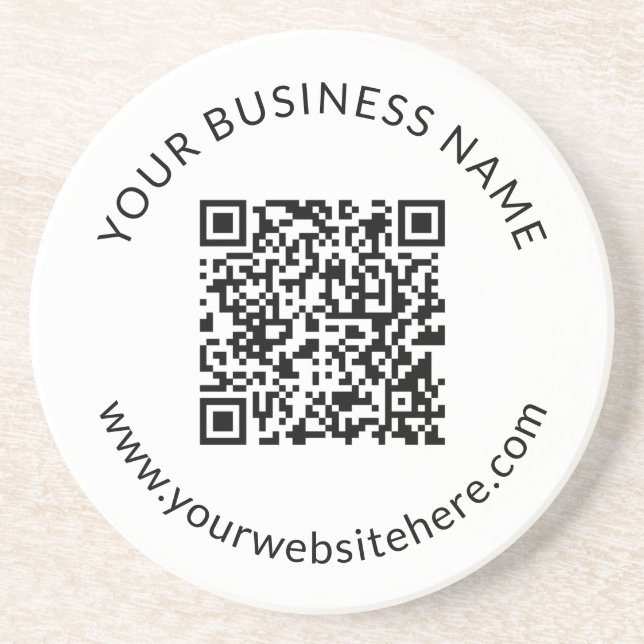 Posavasos Plantilla de código QR cargada con texto editable (Frente)
