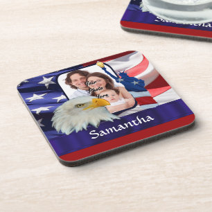 Posavasos Plantilla de fotografía de Estados Unidos Patrióti