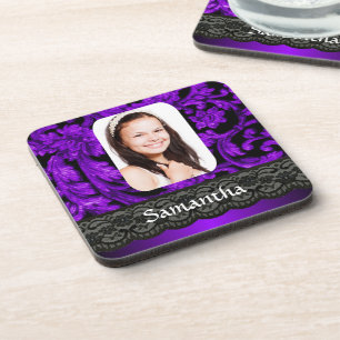 Posavasos Plantilla de fotografía personalizada de encaje mo