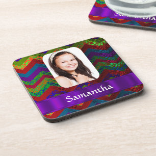Posavasos Plantilla de fotografía personalizada de hippy col