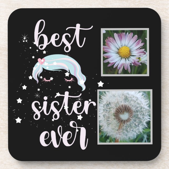 Posavasos Plantilla de fotos de hermanas cutas (Frente)